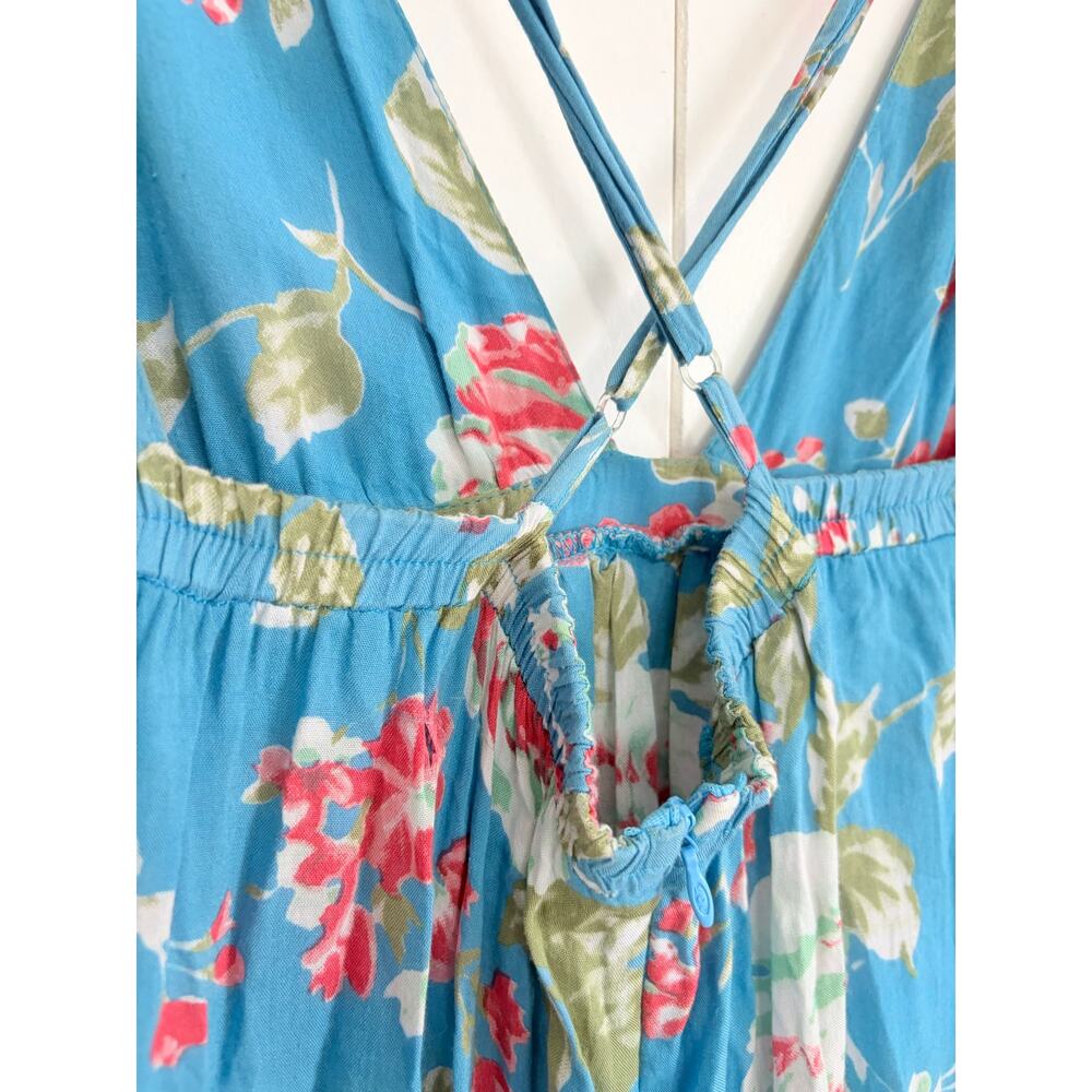 Faithfull The Brand Blue Floral Strappy Maxi Dress Women’s Size 6 100% Rayon - Picture 6 of 14